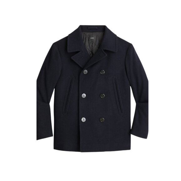 NWT JCrew Dock Icon PeaCoat Jacket Mens Small Navy Blue Wool Primaloft BT825 NEW - Picture 1 of 13